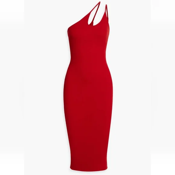 17. NWOT ENZA COSTA ONE SHOULDER CUTOUT RIBBED JERSEY MIDI DESS - Picture 1 of 7